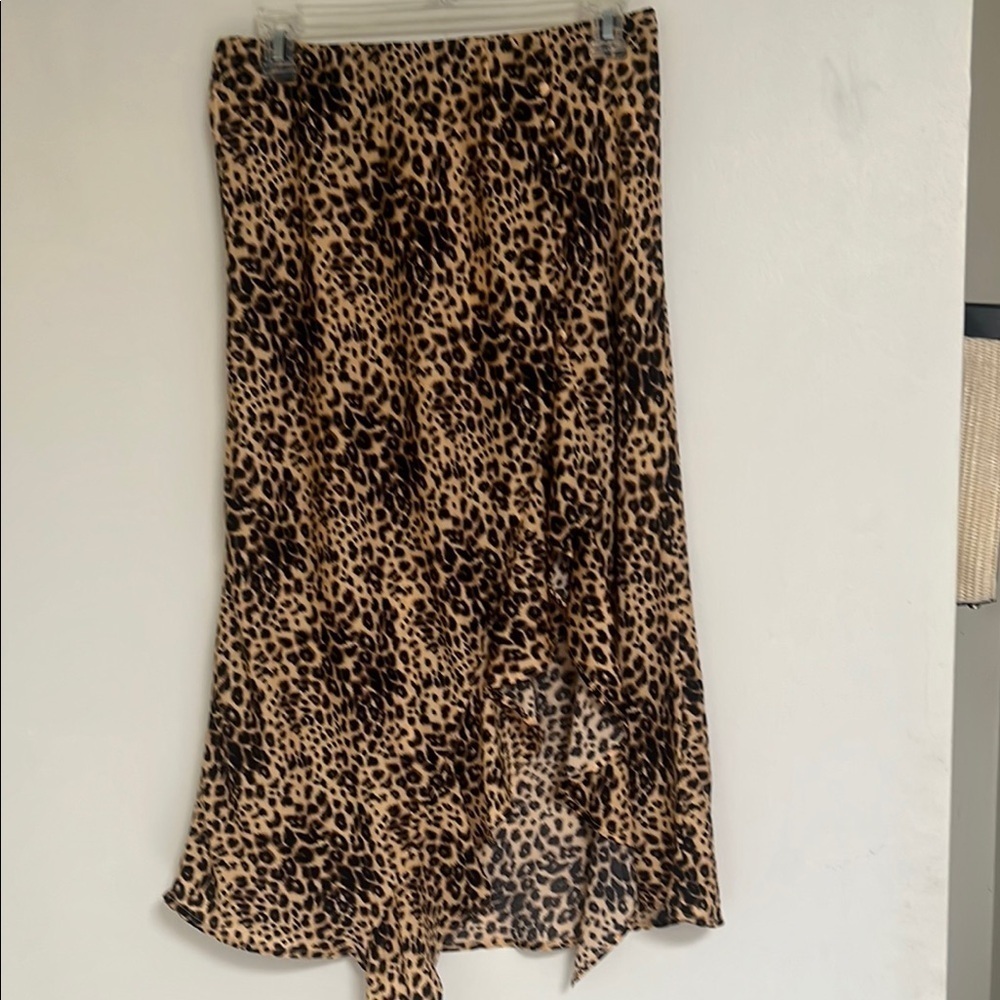 Code Mode Nordstrom Leopard Print Asymmetrical Midi Skirt M